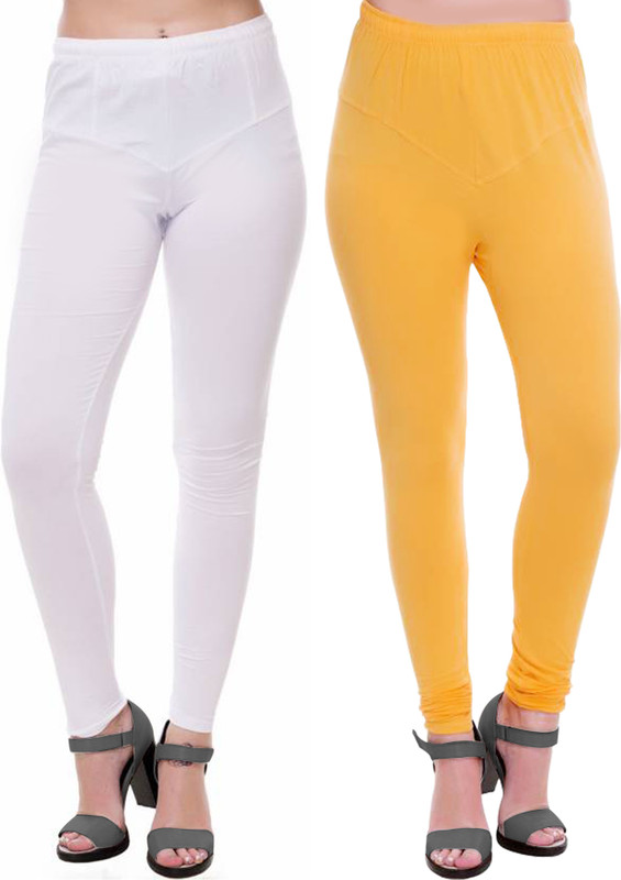 stylines Churidar  Legging(Yellow, White, Solid)