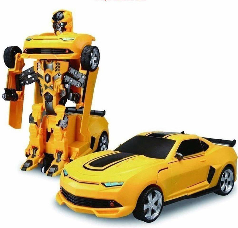 jmv 2 in 1 Battery Operated Transform Robot Races Car Toy(Yellow)