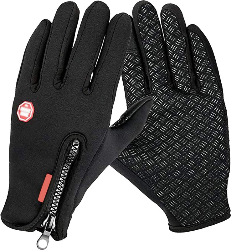 FUTABA Windproof Outdoor Skiing Touch Screen Motorcycle Racing Gloves- XL Ski Gloves(Black)