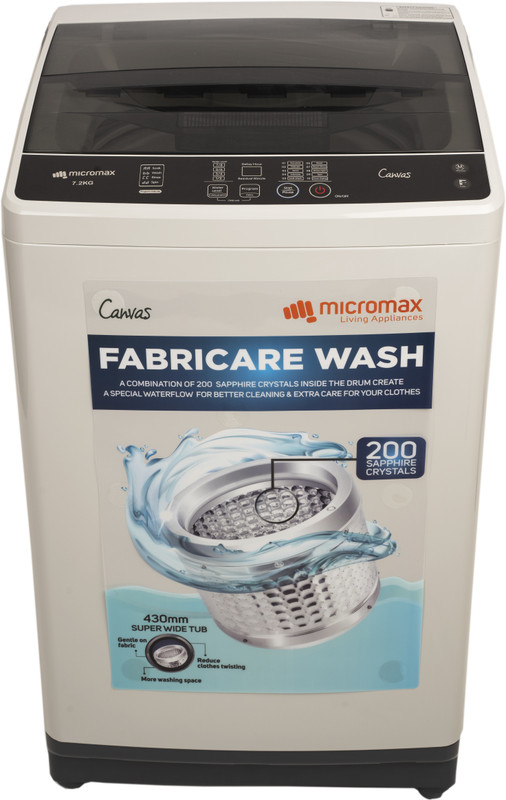 Micromax 7.2 kg Fabricare Wash Fully Automatic Top Load Grey(MWMFA721TTSS2GY)