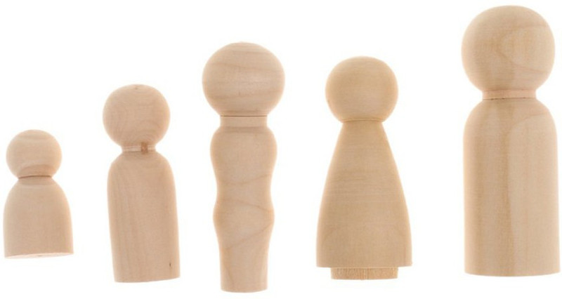 juggling jokers DIY Wood Art Craft Painting Five People Wooden Dolls Family(Brown)