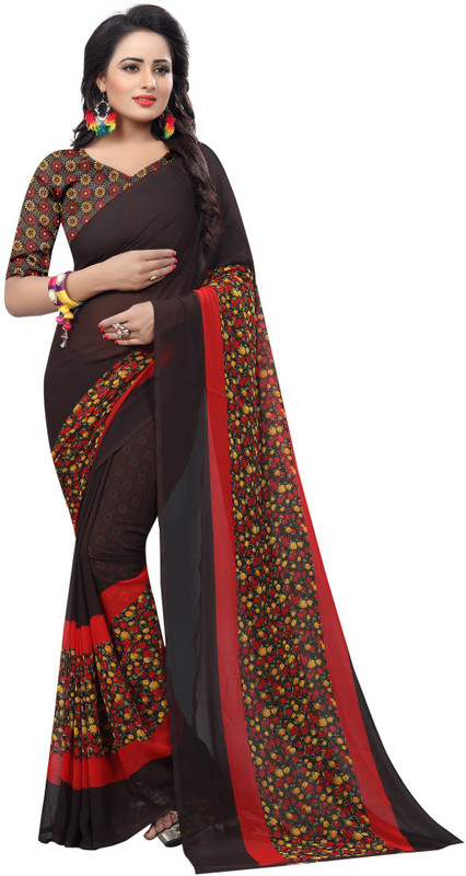 vishwash enterprise Printed Daily Wear Georgette Saree(Multicolor)