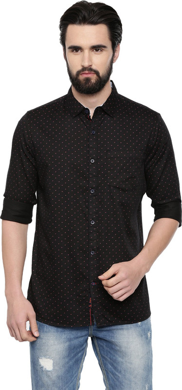 seta Men Printed Casual Black Shirt