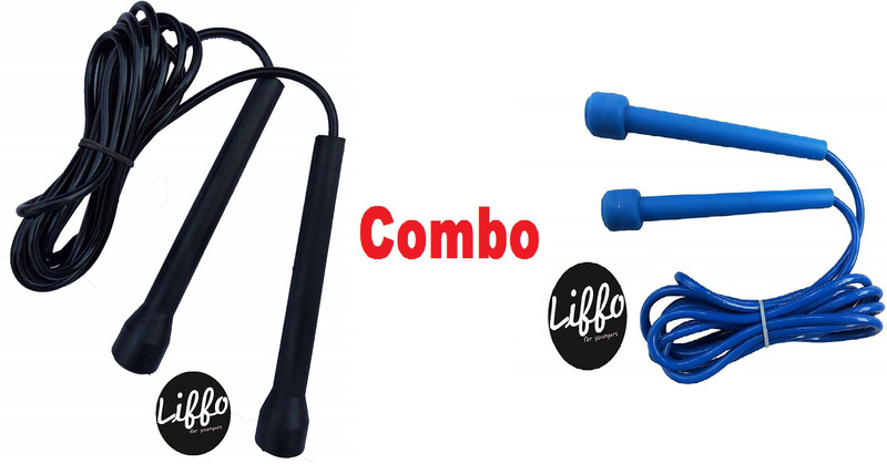 liffo Skiping Rope for Men Women Combo Pack of 2 8.5 FT Blue and Green Freestyle Skipping Rope(Blue, Green, Length: 259 cm)