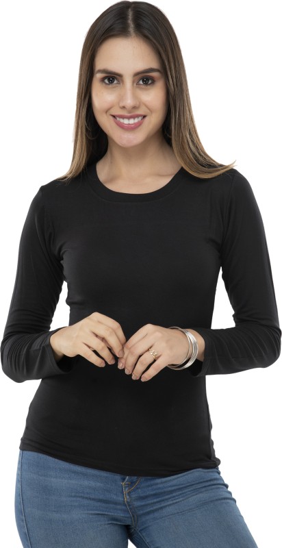 Viral Trend Casual Full Sleeve Solid Women Black Top