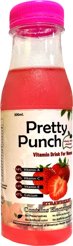 preety punch Vitamin Drink For Women Energy Drink(4x75 ml, Strawberry, Lemon Flavored)