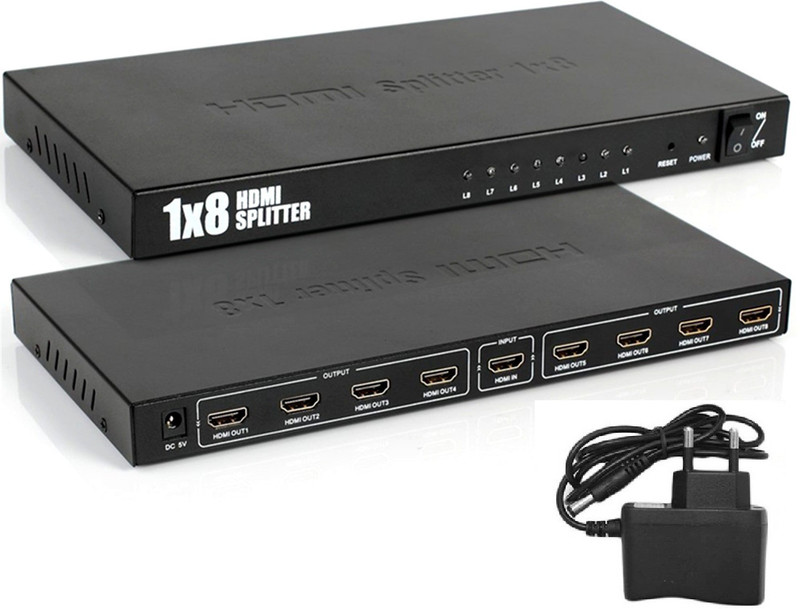 Divinext  TV-out Cable HDMI Splitter 1X8 Port Hub(Black, For TV)