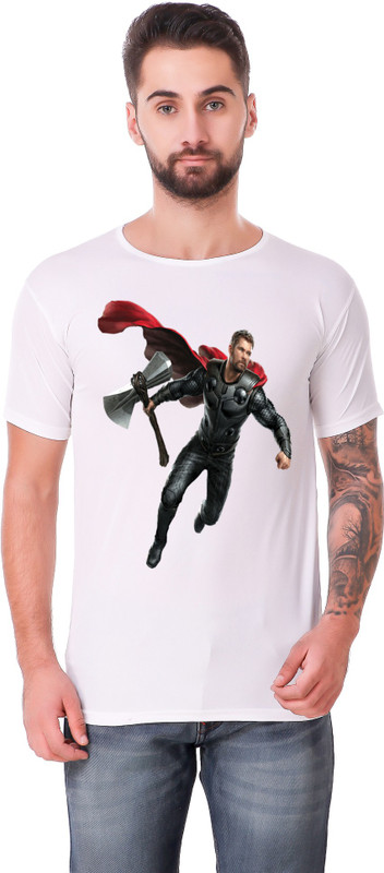 mystics Printed Men Round Neck White T-Shirt