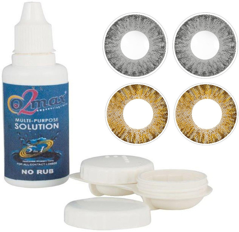 o2max Color contact lens - Zero (Plano) power (2 pairs pack) Weekly(0, Colored Contact Lenses, Pack of 4)