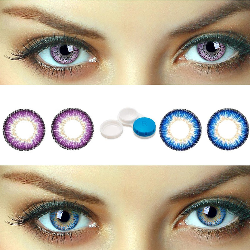 soft eye Deep Blue-Violet 2 Pair Colored Contact Lens with 2 case (0 Power) Monthly (0, Colored Contact Lenses, Pack of 4) Monthly(0.00, Colored Contact Lenses, Pack of 2)