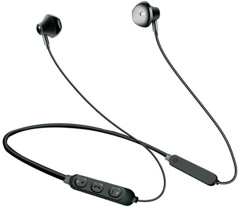 mobicraft Neckband Bluetooth 5.0 Stereo Bass Wireless Headsets Bluetooth Headset with Mic(Black, In the Ear)
