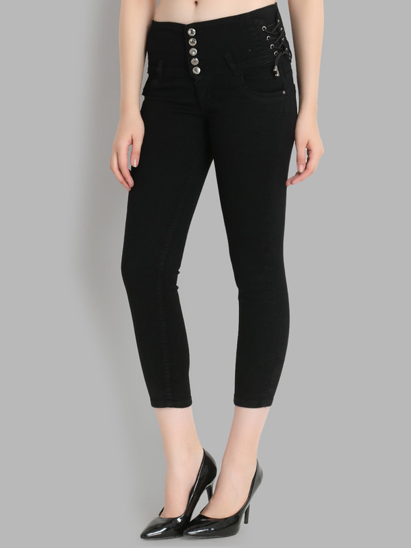 German Club Skinny Women Black Jeans 