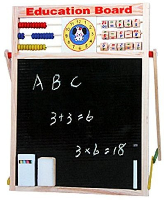cloutpro Educational Board for kids, Multipurpose Double- Sided Magnetic Wooden Writing, Drawing and Abacus Board(White)