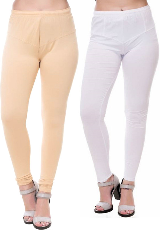 stylines Churidar  Legging(Beige, White, Solid)