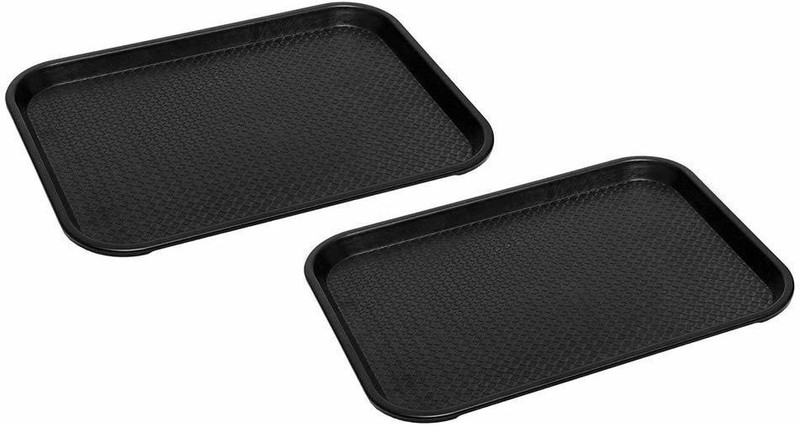 swift international Rectangular Plastic Serving Tray | Combo of 2 black Tray(Pack of 2)