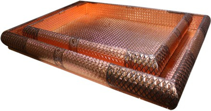 ojas SET OF 2 WOODEN ROSE GOLD TRAY Tray(2 Units)