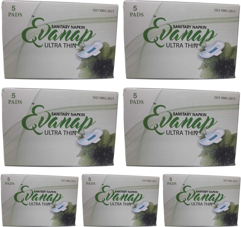 evanap ultra thin cotton 320 mm-XXL,pack of 7,each pack 5 nos Sanitary Pad(Pack of 7)