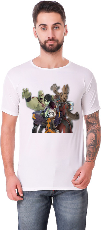 mystics Printed Men Round Neck White T-Shirt