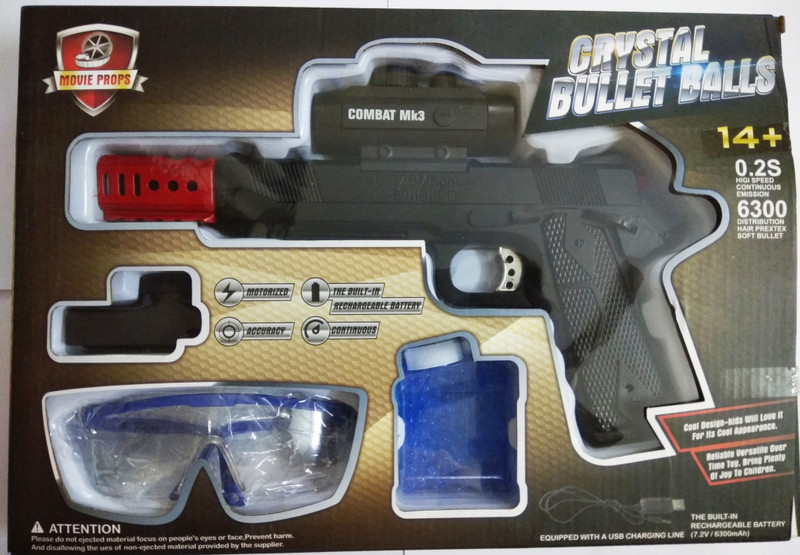 toyuniverse Chargeable Crystal Water bullet Gun with specs and water bullets(Multicolor)