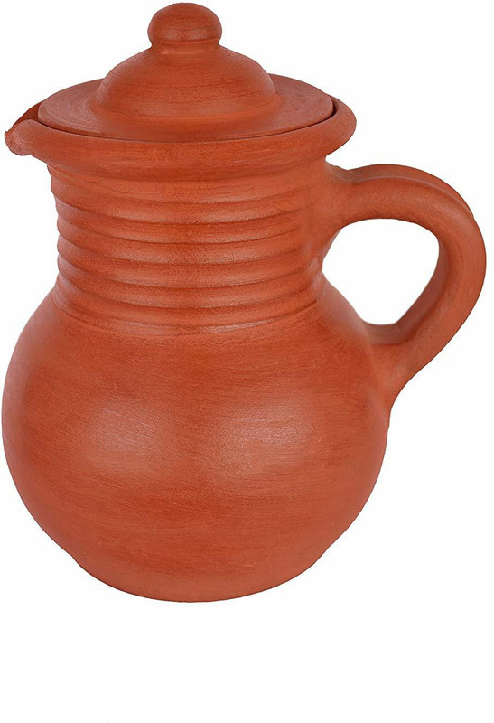aarogyaveda Mitti Water Jug (1 LTR) No Artificial Colours are Used, Eco-Friendly High Water Jug(1 L)