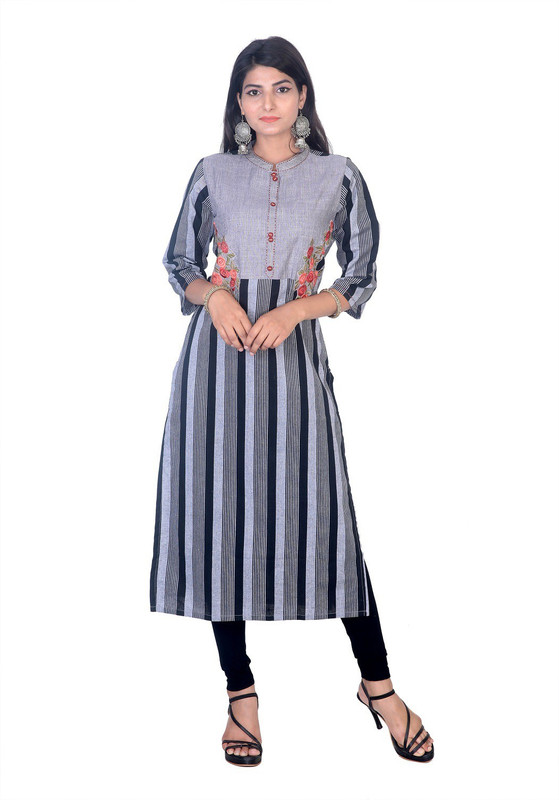 stitch in style Women Embroidered Straight Kurta(Multicolor)