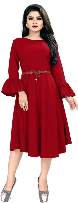 neonshy enterprise Festive & Party Solid Women Kurti(Maroon)