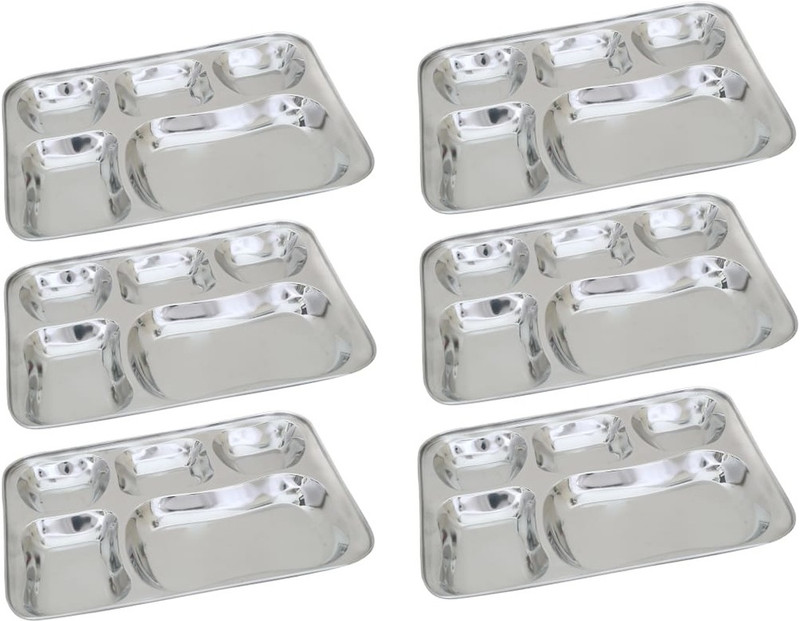 kitchen buggy Stainless Steel Bhojan Thali / Lunch / Dinner Plate Set of 6 Dinner Plate(6 Units)