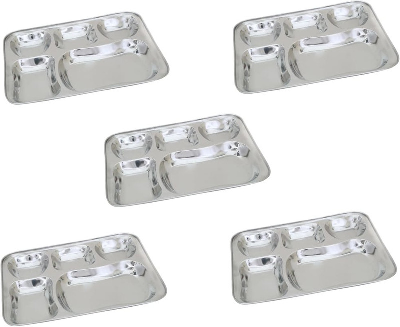 kitchen buggy Stainless Steel Bhojan Thali / Lunch / Dinner Plate Set of 5 Dinner Plate(5 Units)