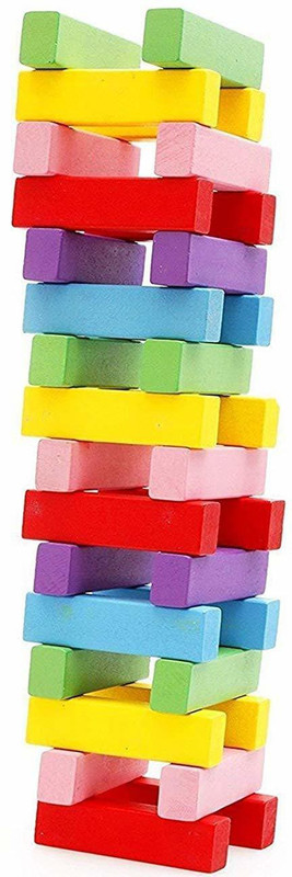 hinik 54 Pcs Challenging Color Wooden Tumbling Stacking Toy(Multicolor)
