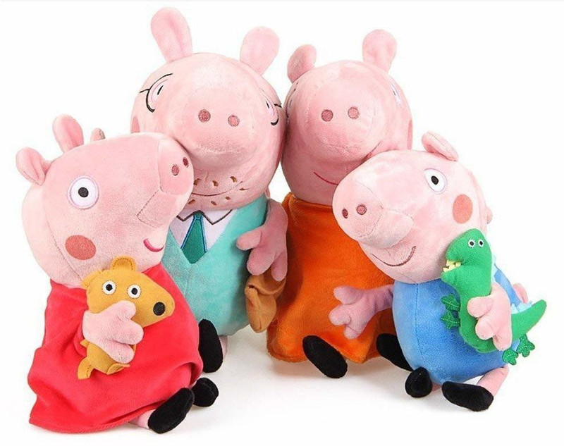 peppa Kid's Soft Pig Family Soft Toys (30 cm) -Set of 4 Pieces  - 30 cm(Multicolor)