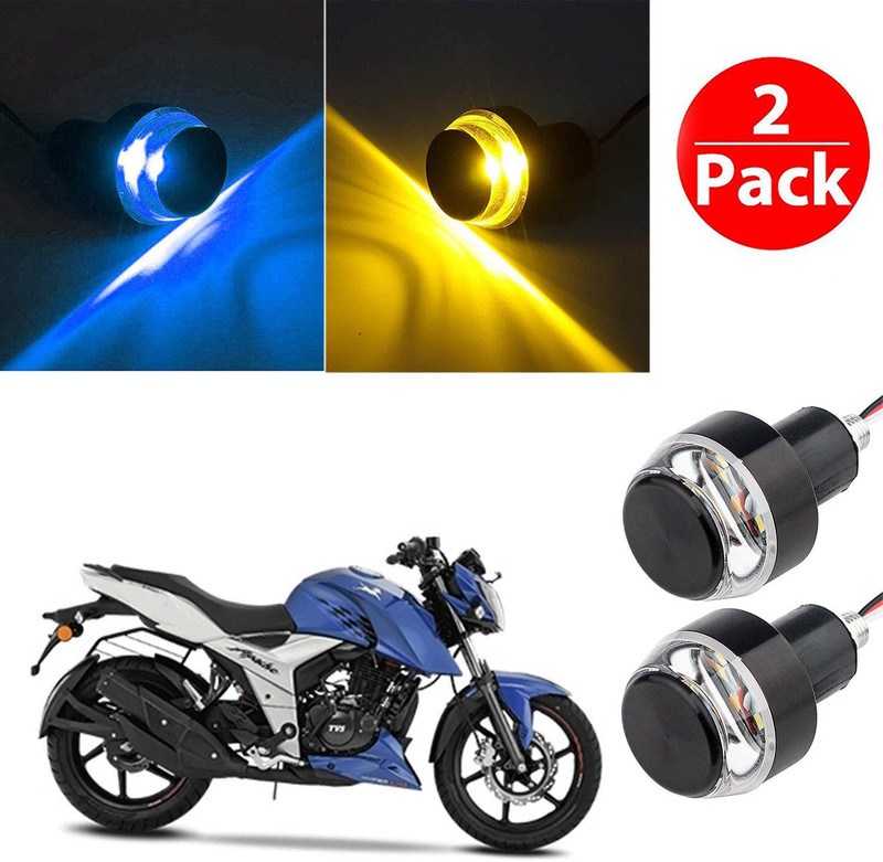 Vagary Motorcycle/Bike Handlebar/Handle Weight Light Indicators for All Bike Universal Bar End Turn Signal Grip 0073 Indicator Light Motorbike LED for TVS (12 V, 2 W)(Apache RTR 160, Pack of 2)