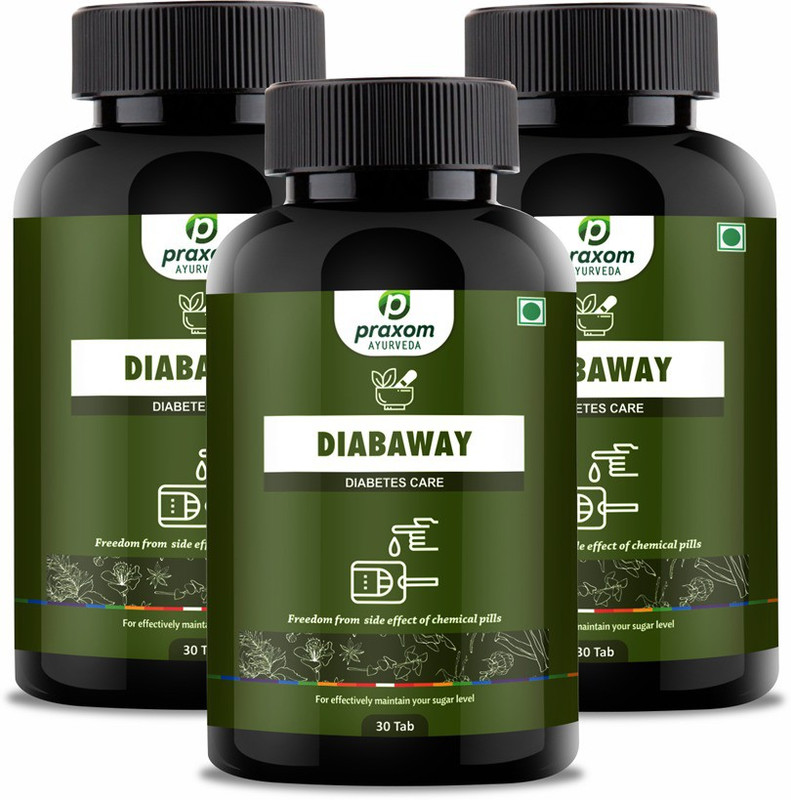 praxom DIABAWAY pack of three ( 30+30+30 Tablets ) for Diabetes(90 Tablets)