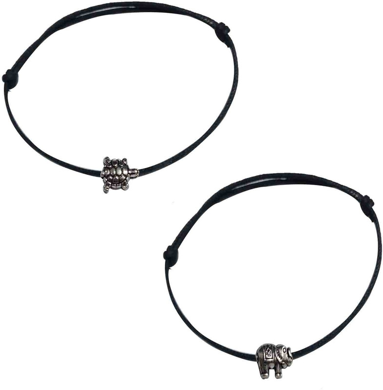 gurjari Thread Anklet TURTOISE AND ELEPHENT BEADS SET OF 2 Cotton Dori Anklet(Pack of 2)