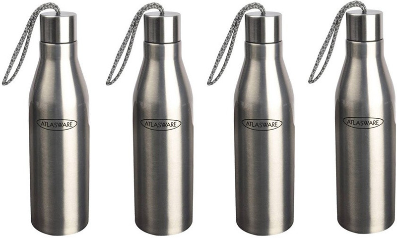 atlasware tm Stainless Steel 1Ltr Bottle/Fridge Bottle (PACK OF 4) 1000 ml Bottle(Pack of 4, Silver)