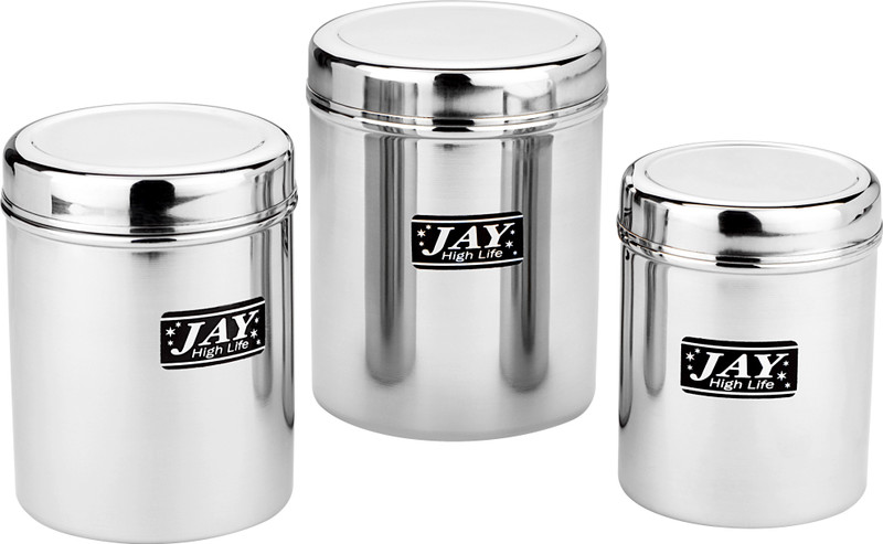 jay high life B.D.(10X12)  - 1350 ml Steel Tea Coffee & Sugar Container(Pack of 3, Silver)
