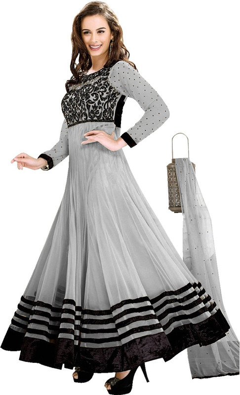 colourfullbutton Faux Georgette Embroidered Suit Fabric(Semi Stitched)