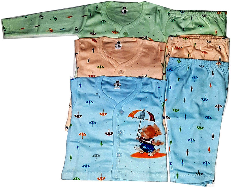 fashion pari Baby Boys & Baby Girls Casual T-shirt Pyjama(Green)