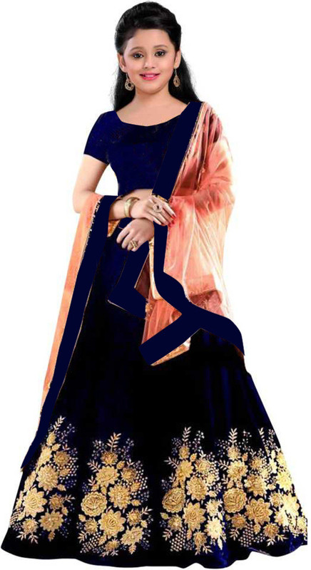 keyaan fashion Girls Lehenga Choli Ethnic Wear, Party Wear Embroidered Lehenga, Choli and Dupatta Set(Maroon, Pack of 1)