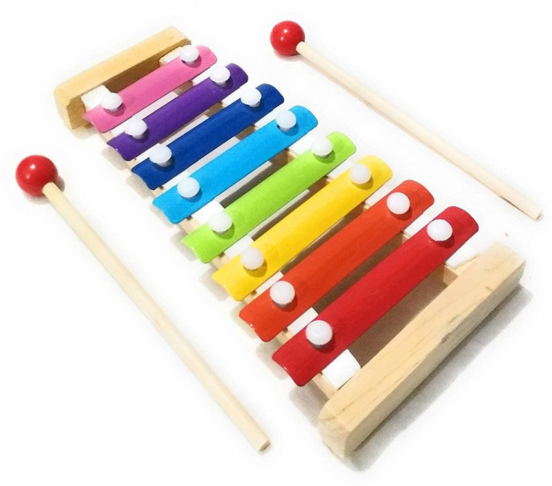 voolex Wooden Xylophone Musical Toy for Children with 8 Note (Big Size) - Pack of 1(Multicolor)