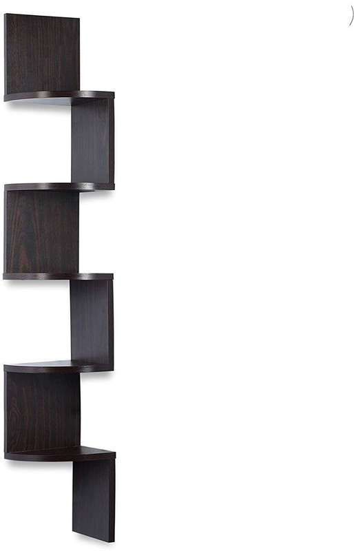 iwud enterprises Wall Mount Zigzag Corner Shelf Unit Set of 5 Wenge in mdf board Wooden, MDF (Medium Density Fiber) Wall Shelf(Number of Shelves - 5, Brown)