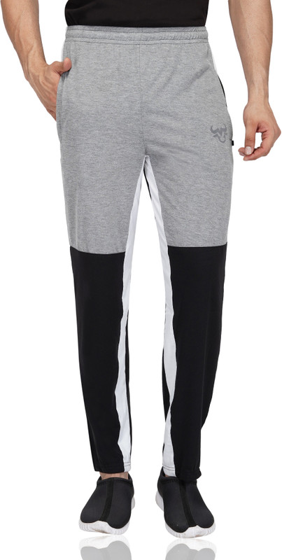 hafim Color Block Men Black, Grey, White Track Pants