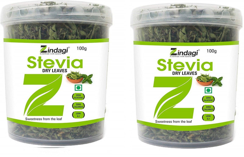zindagi Stevia Dry Leaves - Natural Sweetener (200 gm) Sweetener(100 g, Pack of 2)