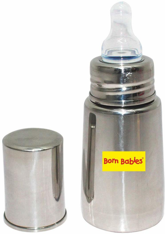 Born Babies Feeding Bottle Stainless Steel for Kids - 150 ml(Clear)