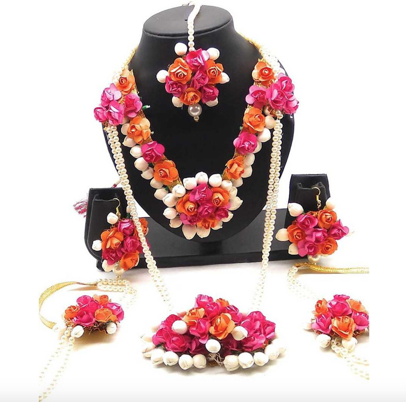 paribhasha Fabric, Paper Jewel Set(Orange, White)