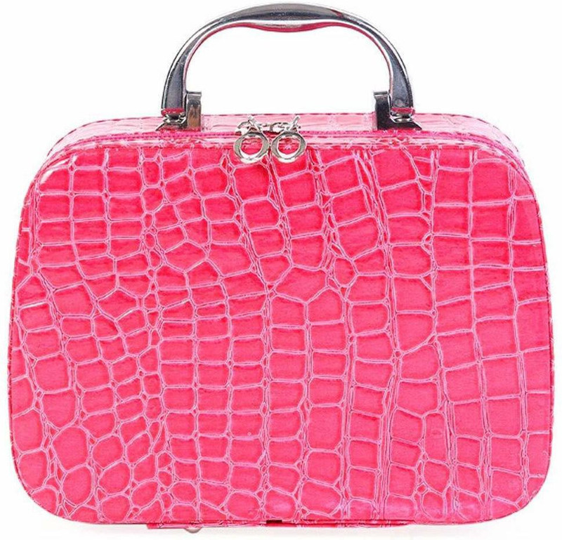 nisha enterprise Leather Toiletry Box Organizer with Magnifying Compact Makeup Mirror Built-in mirror is very convenient for you to makeup at any time, easy to carry whether in home or going out., Inner slip pockets are great for holding small necessaries, Ideal for home,travel,business trip or when