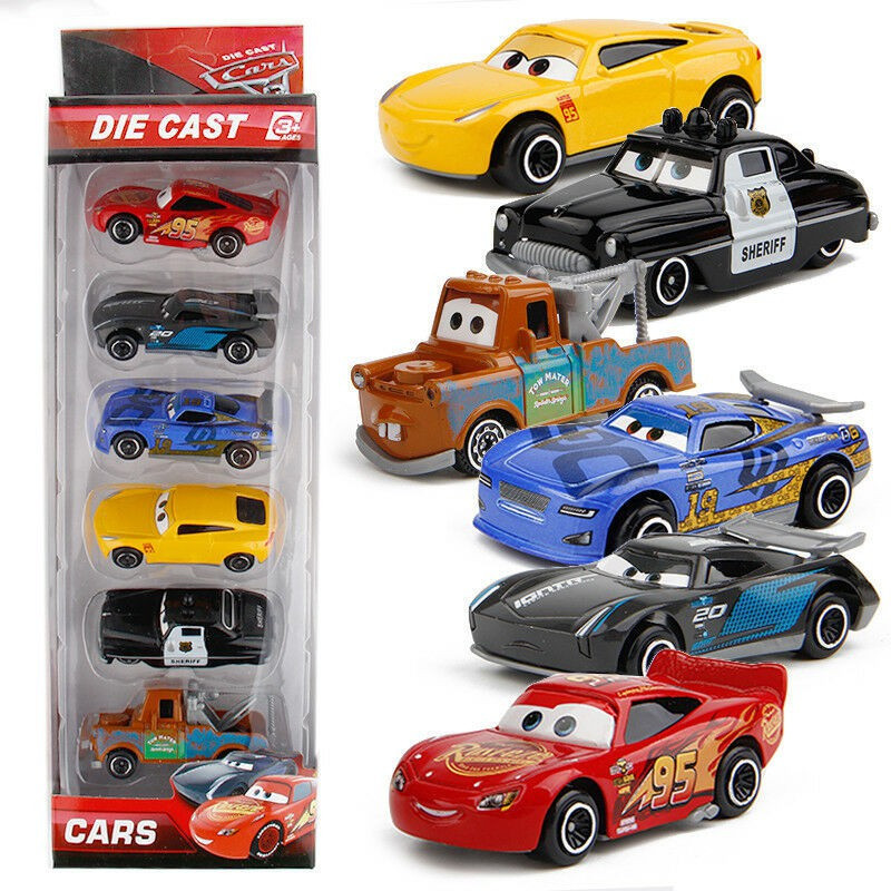 Authfort 1:64 Deesney Pack of 6 ( Lightning McQueen, Jackson Storm, Cruz Ramirez,Mater,Octane Gain,Sheriff ) pack of 6(Multicolor, Pack of: 6)