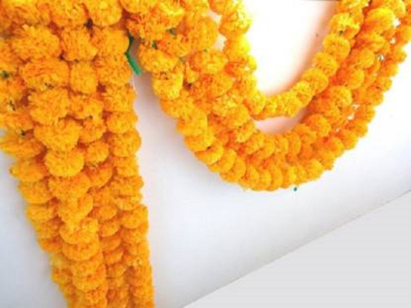 dannyboyzs artificial marigold flower strings Yellow Marigold Artificial Flower(60 inch, Pack of 150)