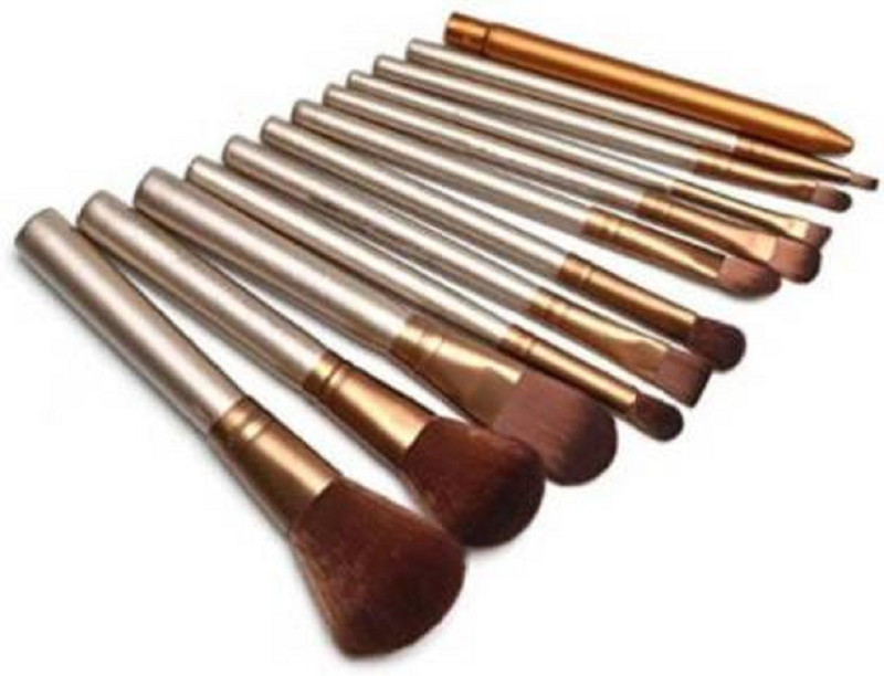 dndeals makeup brush set of 12 (Pack of 12) GOLDEN color(Pack of 12)