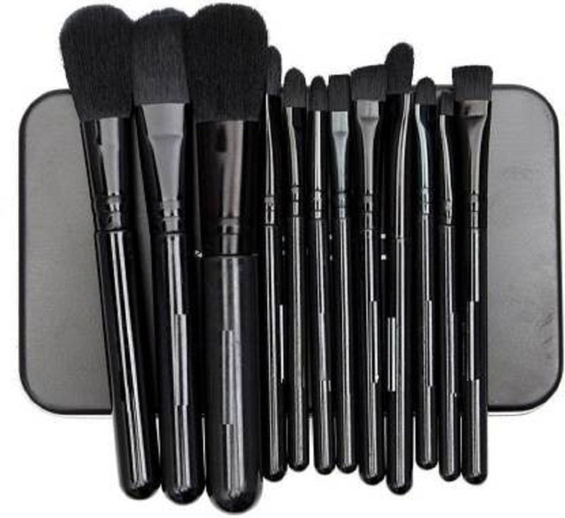 dndeals makeup brush set of 12 (Pack of 12) black color(Pack of 12)