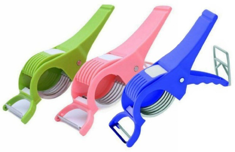kewin Plastic Vegetable Cutter with Peeler, Set of 3 Vegetable Chopper(3)